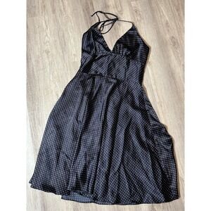 Alyn Paige New York Black Polka Dot Halter Midi Dress Party Cocktail‎